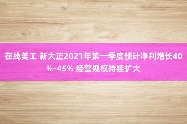 在线美工 新大正2021年第一季度预计净利增长40%-45% 经营规模持续扩大