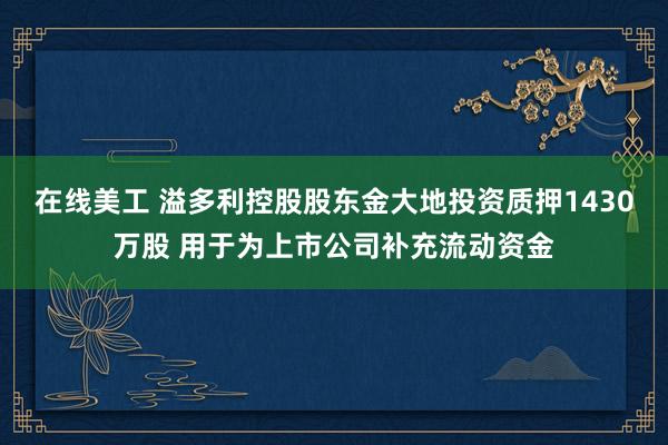 在线美工 溢多利控股股东金大地投资质押1430万股 用于为上市公司补充流动资金