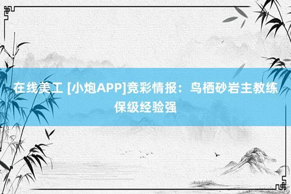 在线美工 [小炮APP]竞彩情报：鸟栖砂岩主教练保级经验强