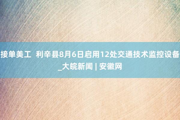 接单美工  利辛县8月6日启用12处交通技术监控设备_大皖新闻 | 安徽网