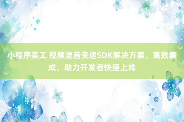 小程序美工 视频混音变速SDK解决方案，高效集成，助力开发者快速上线