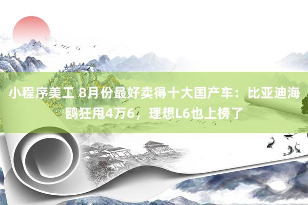 小程序美工 8月份最好卖得十大国产车：比亚迪海鸥狂甩4万6，理想L6也上榜了